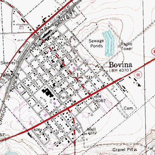 Topographic Map of City of Bovina, TX