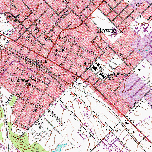 Topographic Map of City of Bowie, TX