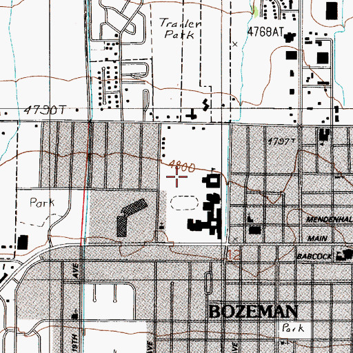 Topographic Map of City of Bozeman, MT
