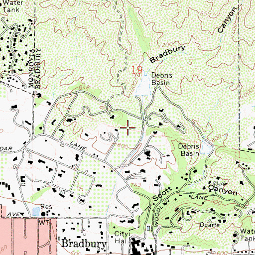 Topographic Map of City of Bradbury, CA