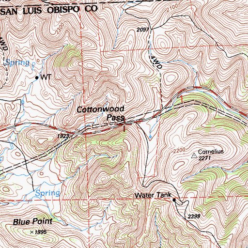 Topographic Map of Cottonwood Pass, CA