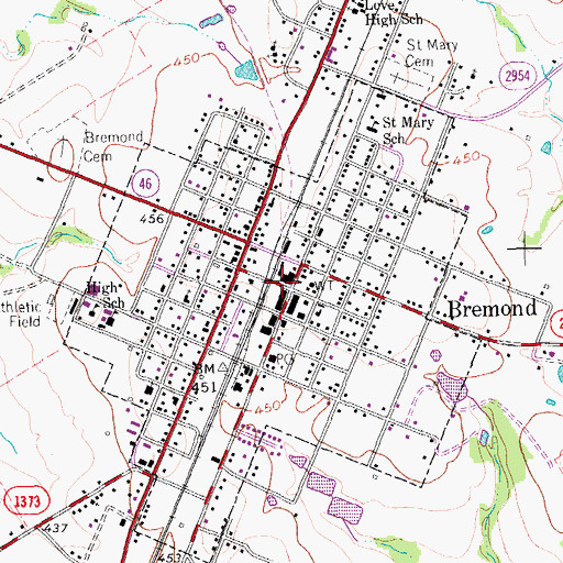 Topographic Map of City of Bremond, TX