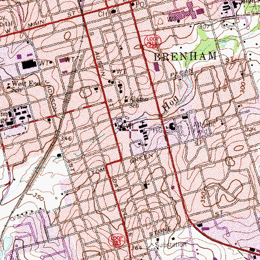 Topographic Map of City of Brenham, TX