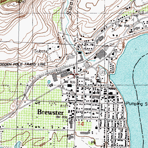 Topographic Map of City of Brewster, WA