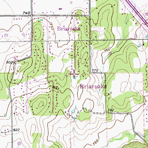 Topographic Map of City of Briaroaks, TX