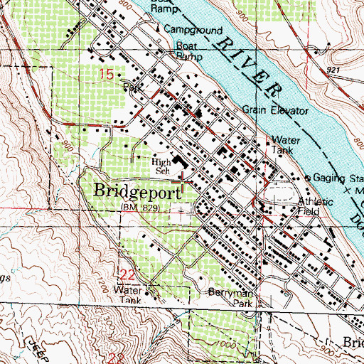 Topographic Map of City of Bridgeport, WA