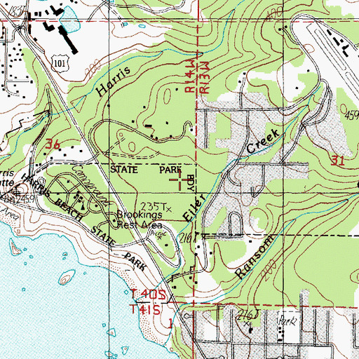 Topographic Map of City of Brookings, OR