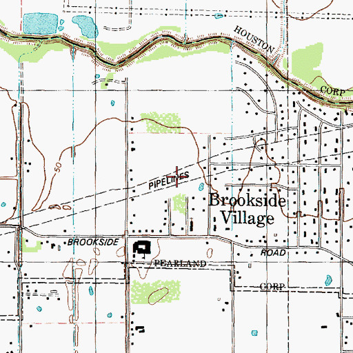 Topographic Map of City of Brookside Village, TX