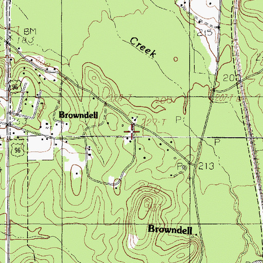 Topographic Map of City of Browndell, TX