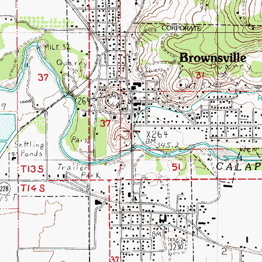 Topographic Map of City of Brownsville, OR