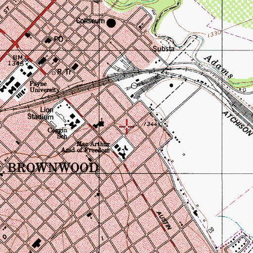 Topographic Map of City of Brownwood, TX