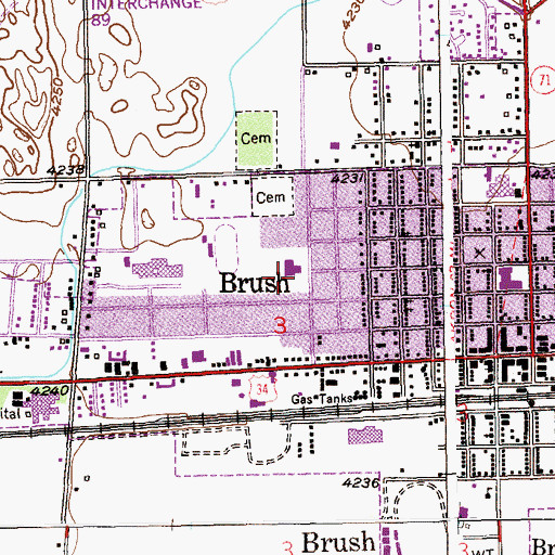 Topographic Map of City of Brush, CO