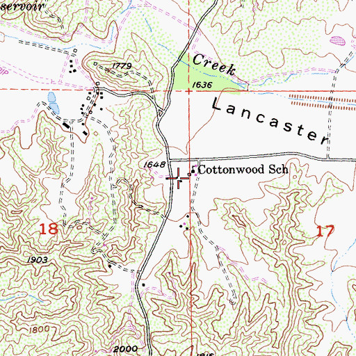 Topographic Map of Cottonwood K-8 School, CA