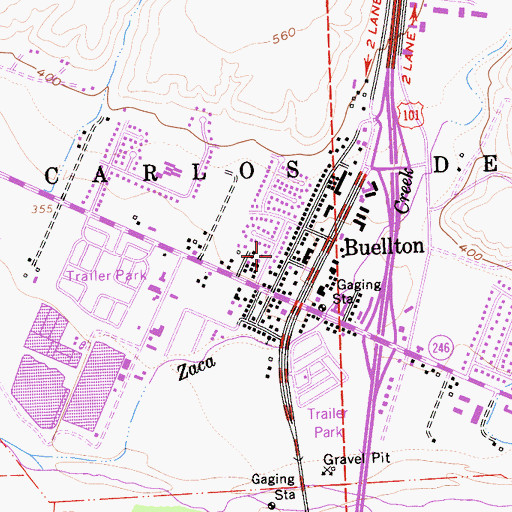 Topographic Map of City of Buellton, CA