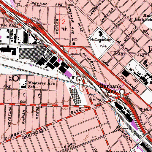 Topographic Map of City of Burbank, CA