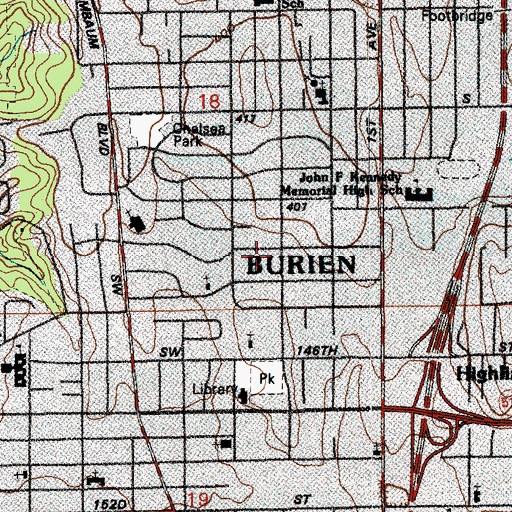 Topographic Map of City of Burien, WA