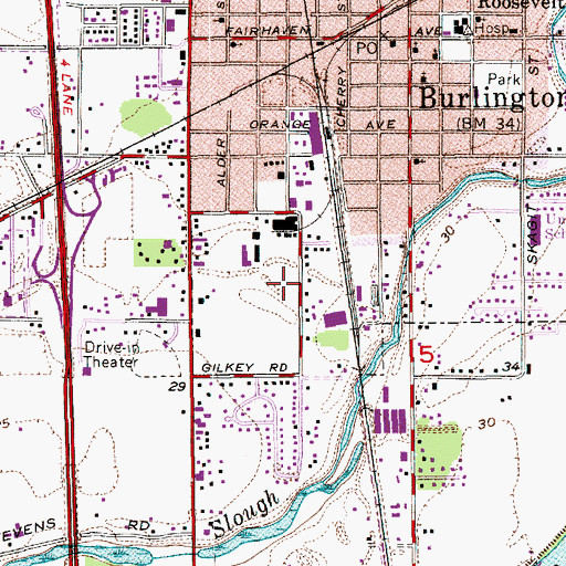 Topographic Map of City of Burlington, WA