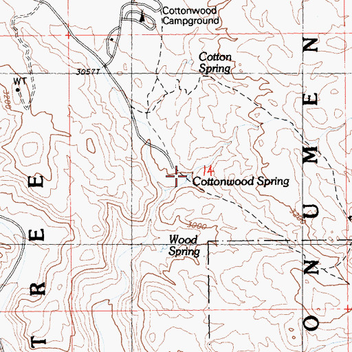 Topographic Map of Cottonwood Spring, CA