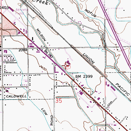 Topographic Map of City of Caldwell, ID