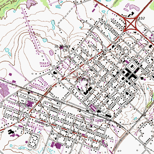 Topographic Map of City of Caldwell, TX