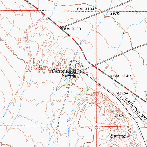 Topographic Map of Cottonwood Spring, CA