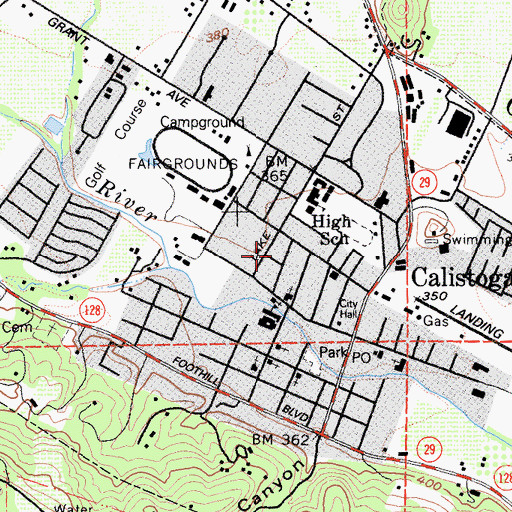 Topographic Map of City of Calistoga, CA