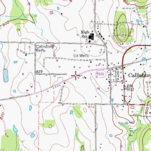 Topographic Map of City of Callisburg, TX