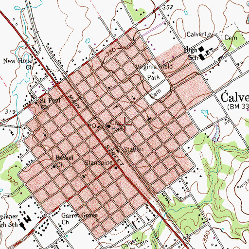 Topographic Map of City of Calvert, TX