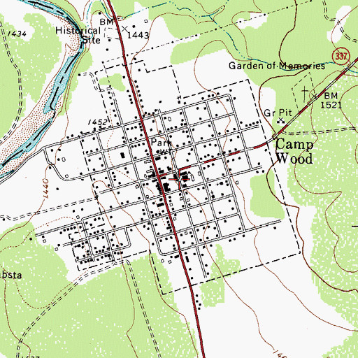 Topographic Map of City of Camp Wood, TX