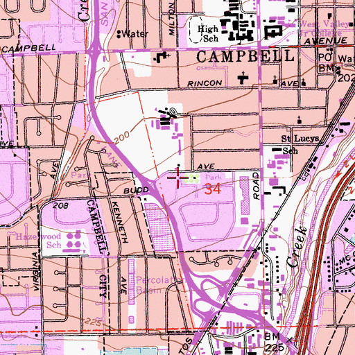 Topographic Map of City of Campbell, CA