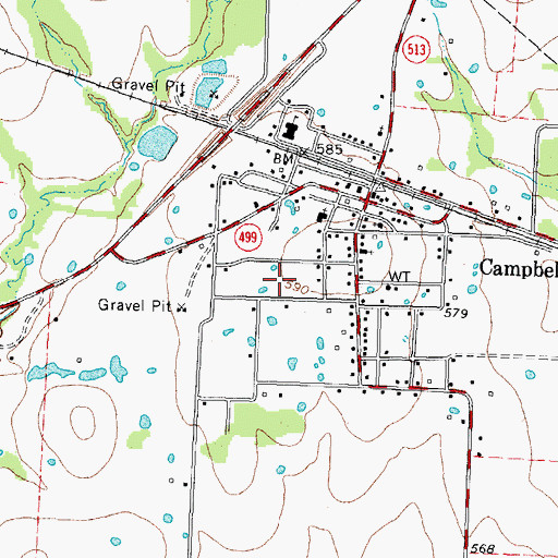 Topographic Map of City of Campbell, TX