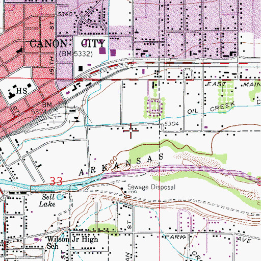 Topographic Map of City of Caon City, CO