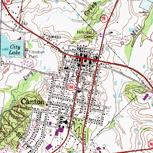 Topographic Map of City of Canton, TX