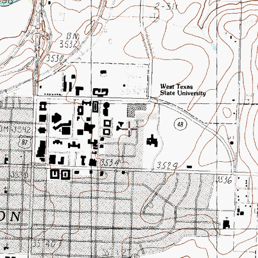 Topographic Map of City of Canyon, TX