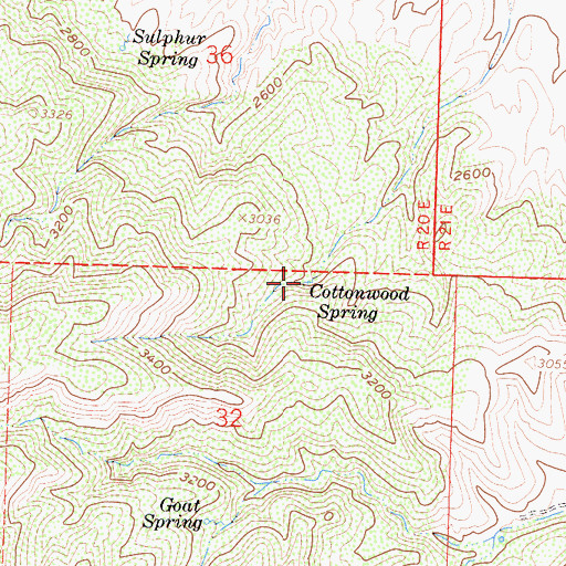 Topographic Map of Cottonwood Spring, CA