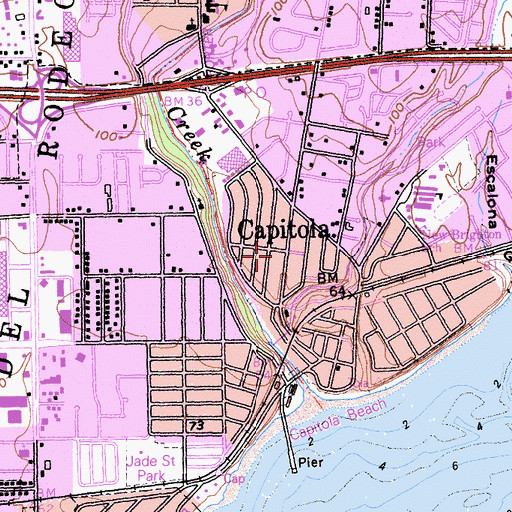 Topographic Map of City of Capitola, CA