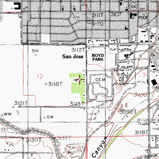 Topographic Map of City of Carlsbad, NM
