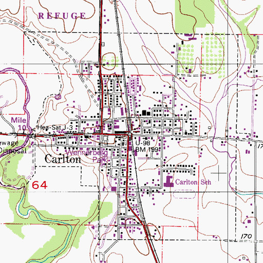 Topographic Map of City of Carlton, OR