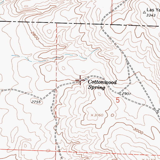 Topographic Map of Cottonwood Spring, CA