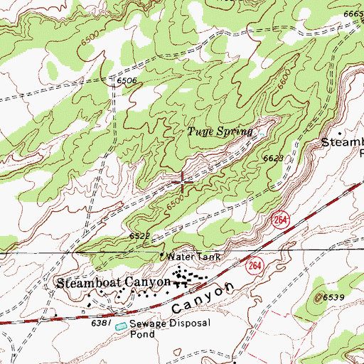 Topographic Map of Steamboat Census Designated Place, AZ