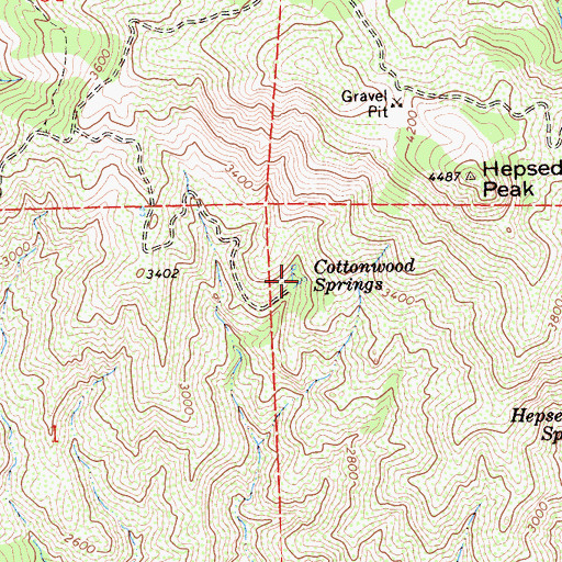 Topographic Map of Cottonwood Springs, CA