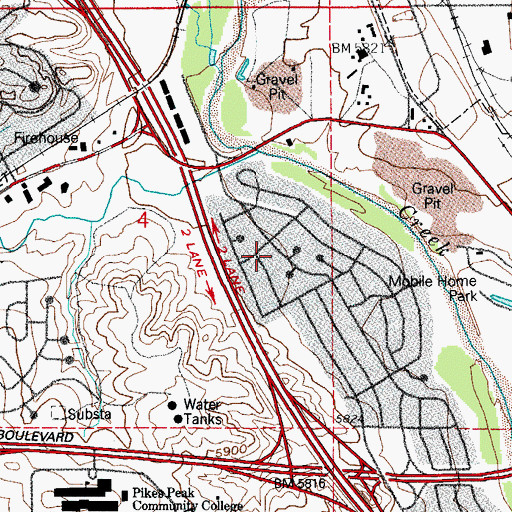 Topographic Map of Stratmoor Census Designated Place, CO