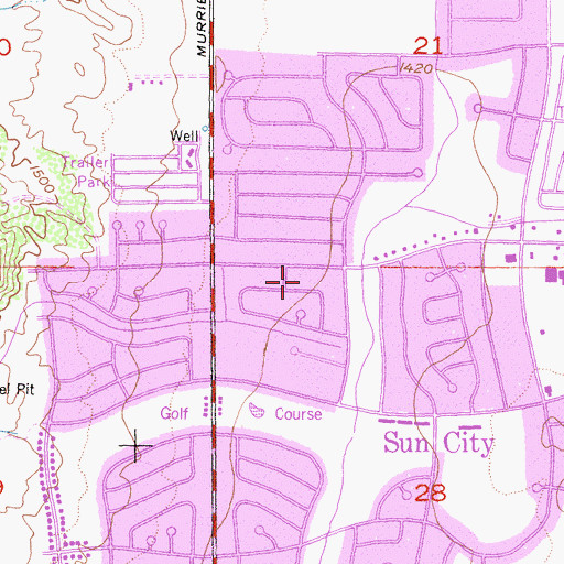Topographic Map of Sun City Census Designated Place (historical), CA
