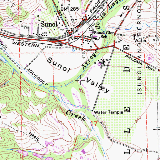 Topographic Map of Sunol Census Designated Place, CA