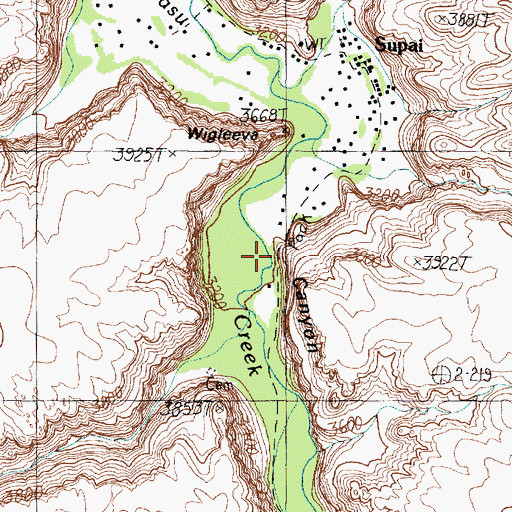 Topographic Map of Supai Census Designated Place, AZ