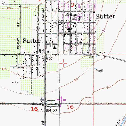 Topographic Map of Sutter Census Designated Place, CA