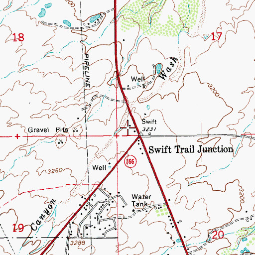 Topographic Map of Swift Trail Junction Census Designated Place, AZ