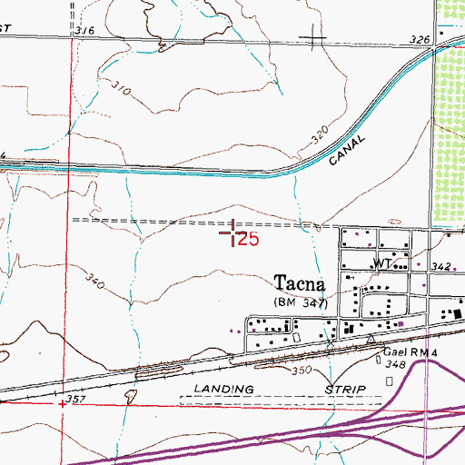 Topographic Map of Tacna Census Designated Place, AZ