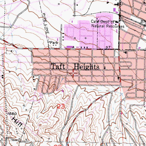 Topographic Map of Taft Heights Census Designated Place, CA
