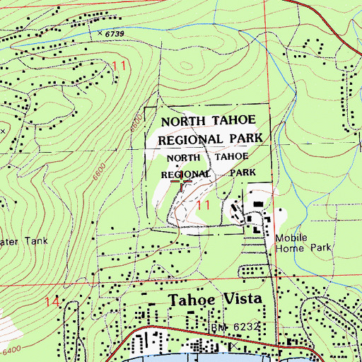 Topographic Map of Tahoe Vista Census Designated Place, CA